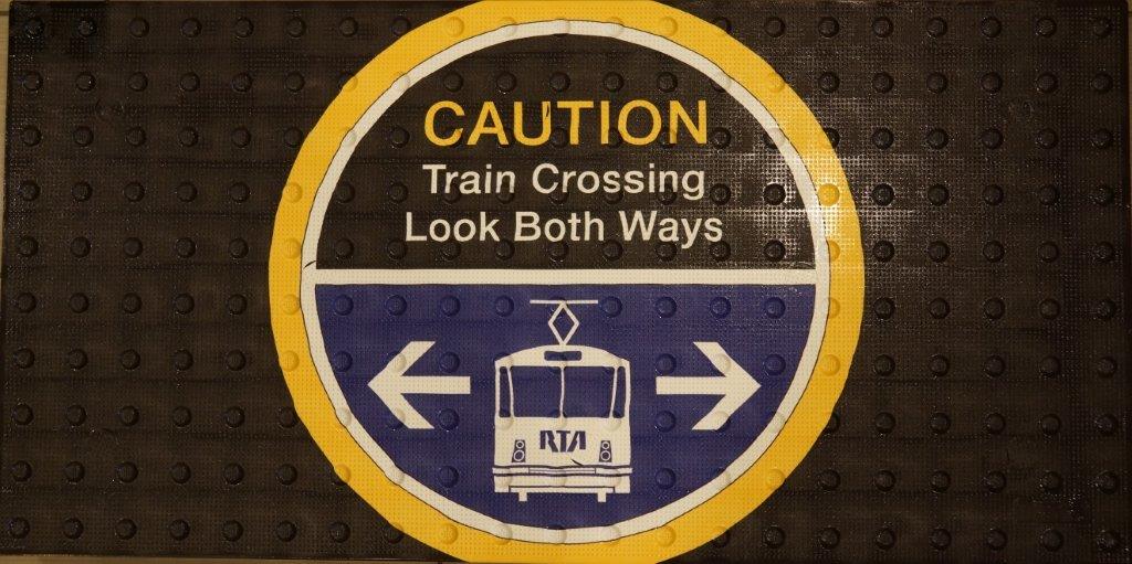 Caution Train Crossing Graphic Tile