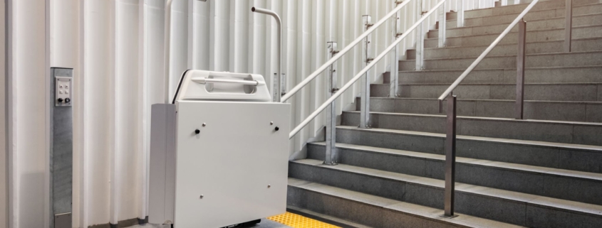 Wheelchair lift with stairs Disability elevator Indoor Public building