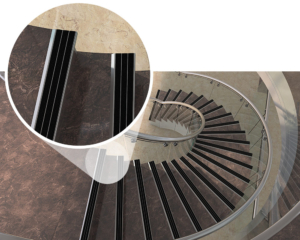 flat stair nosing on spiral stairs