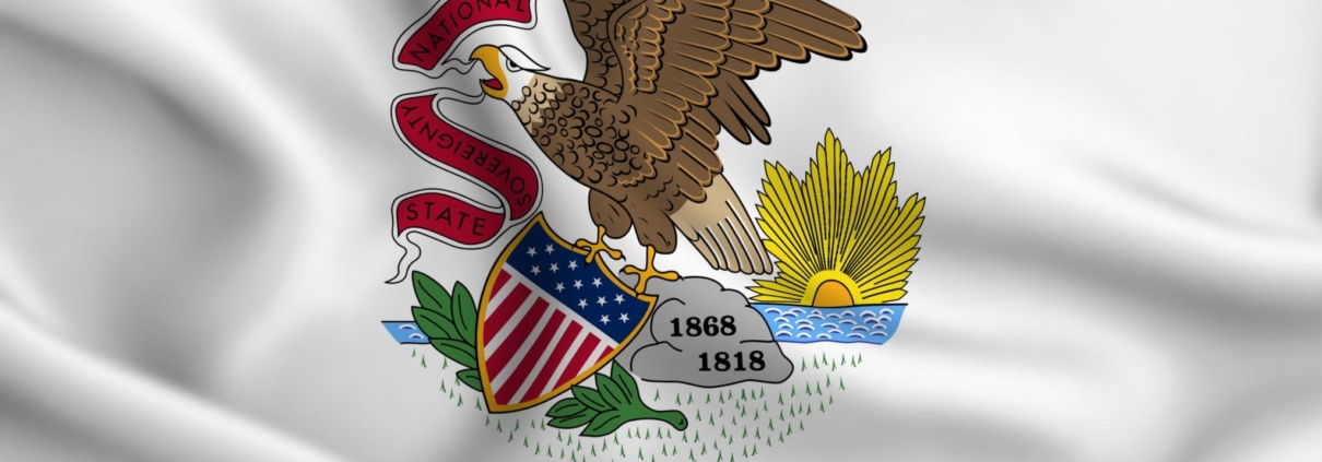 Waving state flag of Illinois - United States of America